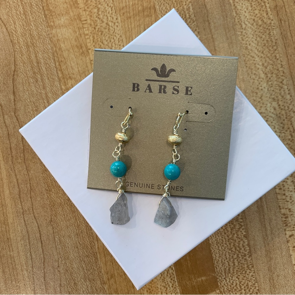 NWT Barse Turquoise Labradorite Elongated Earrings.